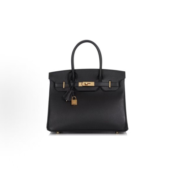 HERMES Birkin 30 Gold buckle platinum handbag 30 Women\'s Edition 89 Noir Black